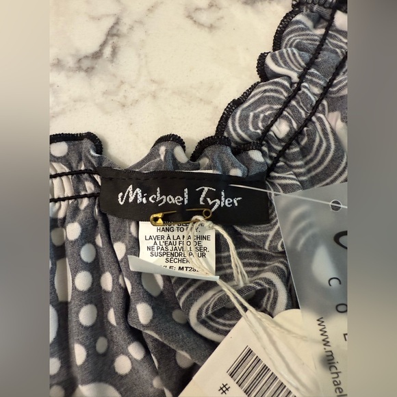 Michael Tyler Babydoll Retro Y2K Style Black and White Geometric Circles- Small - Picture 5 of 7